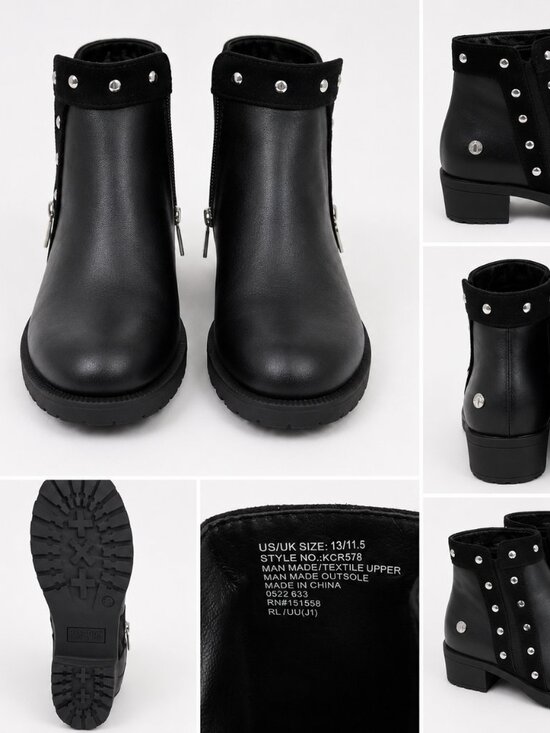 Kenneth Cole Reaction Other - Kenneth Cole Reaction Girls Black Studded Ankle Boots Size 13